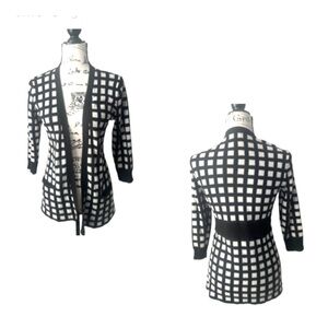 NEWYORK & Company Open Style  Black and White Checkered Cardigan
